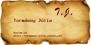 Tormássy Júlia névjegykártya